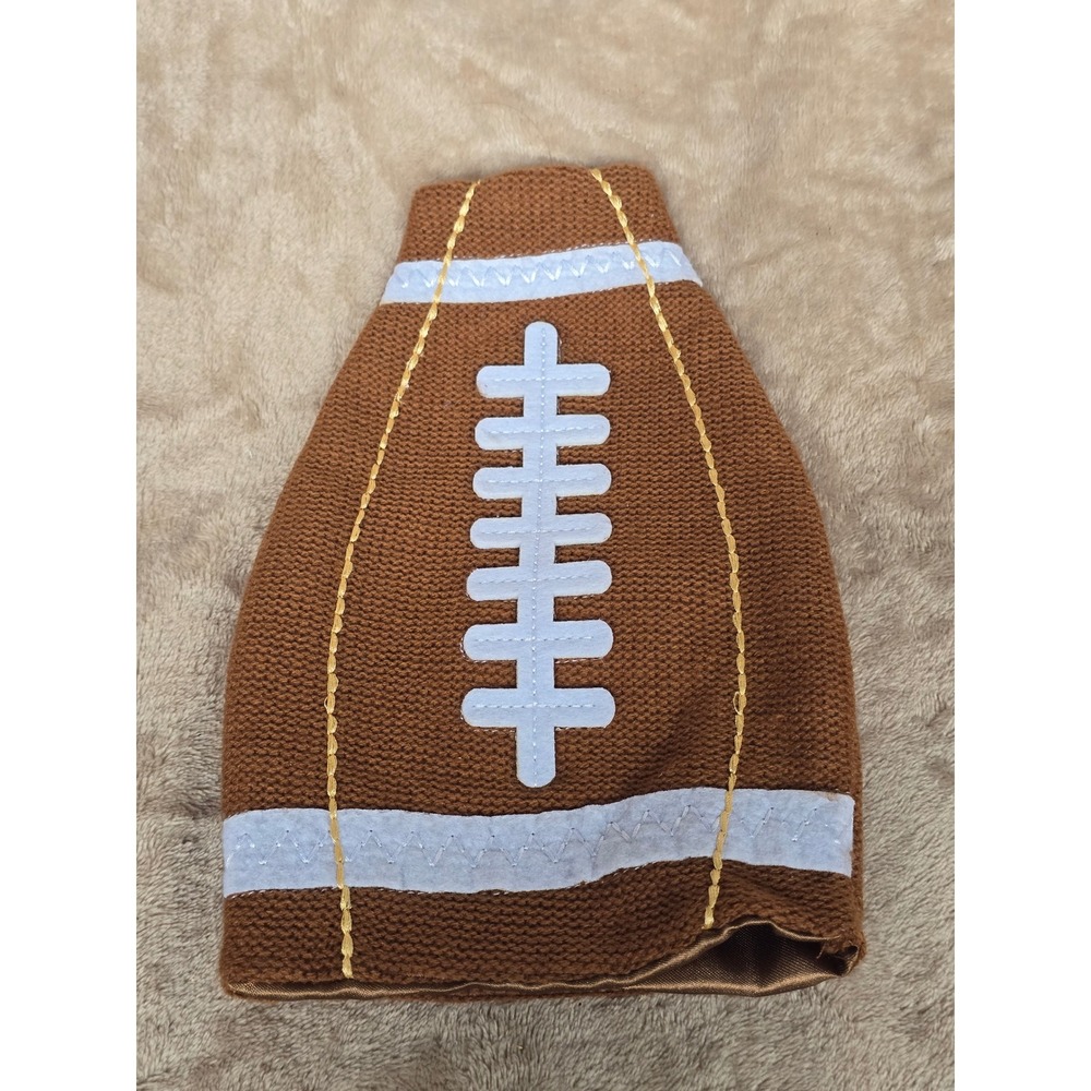 Food Network Football Knit Bottle Cover Brown White Game Day Tailgate Accessory